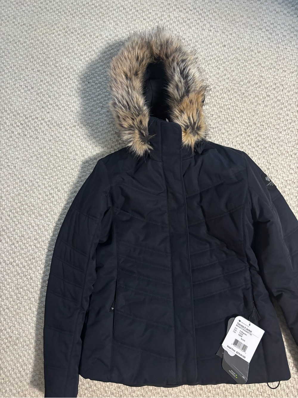 Obermeyer Black Ski Jacket with Faux-Fur Trimmed Hood